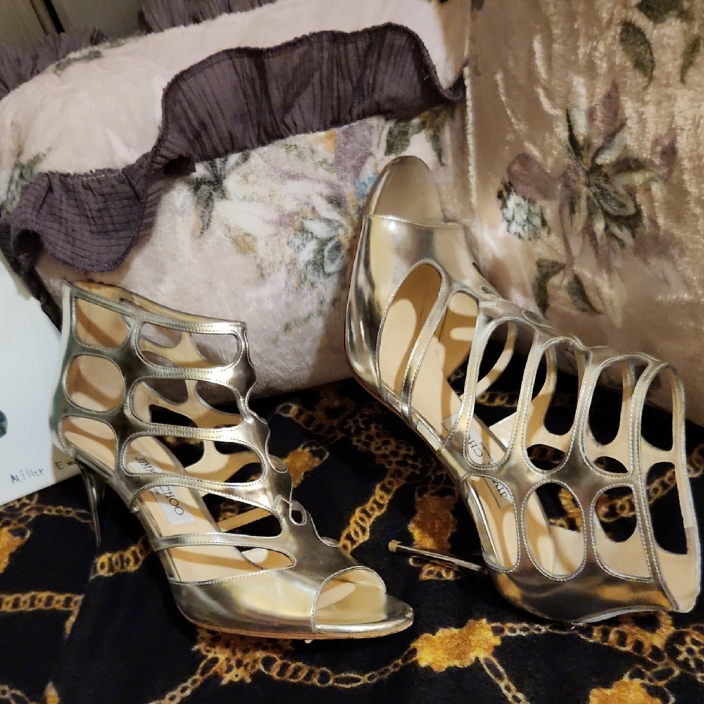 Jimmy Choo Metallic Silver Cut-Out Heels